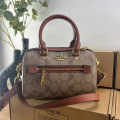 Coach Signature Leather Rowan Medium Brown Satchel Bag-thumb-0