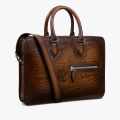 Un Jour Mini Scritto Berluti Brown Leather Briefcase-thumb-3