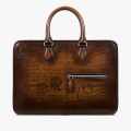 Un Jour Mini Scritto Berluti Brown Leather Briefcase-thumb-0