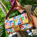 Fendi Baguette FF embroidery Multicolor canvas bag-thumb-0