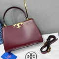 Tory Burch Small Eleanor Wine Canvas Bag-thumb-0