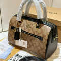 Coach Rowan Speedy  Beige & Brown Handbag-thumb-0