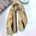 Gucci Designer Beige & Wine Silk Stole-thumb-0