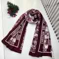 Dior Premium Quality Wine & White Silk Stole-thumb-0