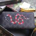Gucci GG Supreme Monogram Kingsnake Zip Around Wallet Black Grey-thumb-1