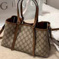 Gucci Emblem Beige Tote Bag With Charm-thumb-3