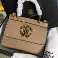 Roberto Cavalli Monogram Mirror Snake Beige Shoulder Bag-thumb-0