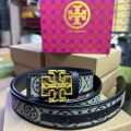 Tory Burch Black & Golden Embellished Buckle Belt-thumb-0