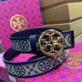 Tory Burch Black & Golden Embellished Buckle Belt-thumb-0