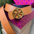 Tory Burch Brown & Golden Embellished Buckle Belt-thumb-0