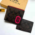Coach Brown Leather Compact Wallet-thumb-3