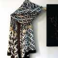Fendi "FF" Designer Black Silk Stole-thumb-3