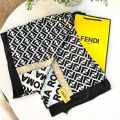 Fendi "FF" Designer Black Silk Stole-thumb-2