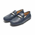 Bally Navy Blue Karlos Kerbs Drivers with Stripe Loafers-thumb-0