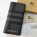 Burberry Black Check and Leather Bifold Long Wallet-thumb-0