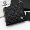 Versace Black Leather Compact Wallet-thumb-0