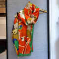 Kenzo Designer Orange Silk Stole-thumb-4