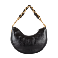 Balmain Embossed Moon Hobo Chain Black Shoulder Bag-thumb-2