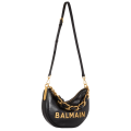 Balmain Embossed Moon Hobo Chain Black Shoulder Bag-thumb-1