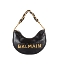 Balmain Embossed Moon Hobo Chain Black Shoulder Bag-thumb-0