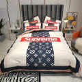 Louis Vuitton White & Blue Premium Quality Bedsheet-thumb-0
