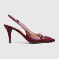 Gucci Wine Women's slingback pump with Horsebit Heels Sandals-thumb-1