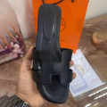 Hermes Black Premium Quality Women's Flat Sandals-thumb-0