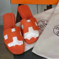 Hermes Orange Premium Quality Women's Flat Sandals-thumb-2