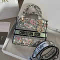 Lady Dior Embroidered Flower Print Tote Bag-thumb-0