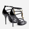 Saint Laurent Cassandra Black Leather Heel Sandals-thumb-5