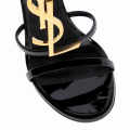 Saint Laurent Cassandra Black Leather Heel Sandals-thumb-7