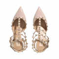 Valentino Garavani Light Pink Rockstud Caged Heel Sandles-thumb-1