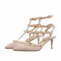 Valentino Garavani Light Pink Rockstud Caged Heel Sandles-thumb-0