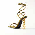 Ysl Opyum Satin Golden Heel Sandals-thumb-1