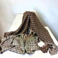 Gucci GG Pattern Brown Silk-Blend Scarf-thumb-1
