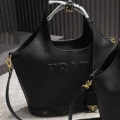 Prada Embossed Logo Black Bucket Bag-thumb-0