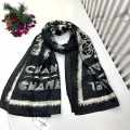 Chanel Designer Black Silk Stole-thumb-0