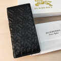 Burberry Black Leather Bifold Long Wallet-thumb-1