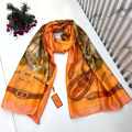 Hermes Premium Quality Orange Silk Stole-thumb-0