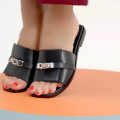 Hermes Giulia Black Slide Sandal-thumb-4