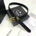 Prada Milano Gold Triangle Black Belt-thumb-0