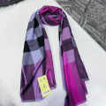 Burberry Pink & Purple Check Cashmere Scarf-thumb-0