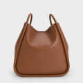 Charles & Keith Lyla Tubular Small Brown Tote Bag-thumb-1