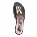 Moschino logo Black Premium Leather Flat Sandals-thumb-3