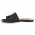 Moschino logo Black Premium Leather Flat Sandals-thumb-2