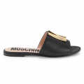 Moschino logo Black Premium Leather Flat Sandals-thumb-1