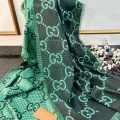 Gucci GG Monogram Logo Green Silk Stole-thumb-1
