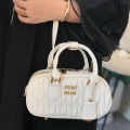 Miu Miu Arcadie Matlasse White Nappa Bowling Bag-thumb-0