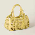 Miu Miu Leather Trimmed Large Yellow Bucket Bag-thumb-2