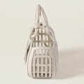 Miu Miu Leather Trimmed Large White Bucket Bag-thumb-3